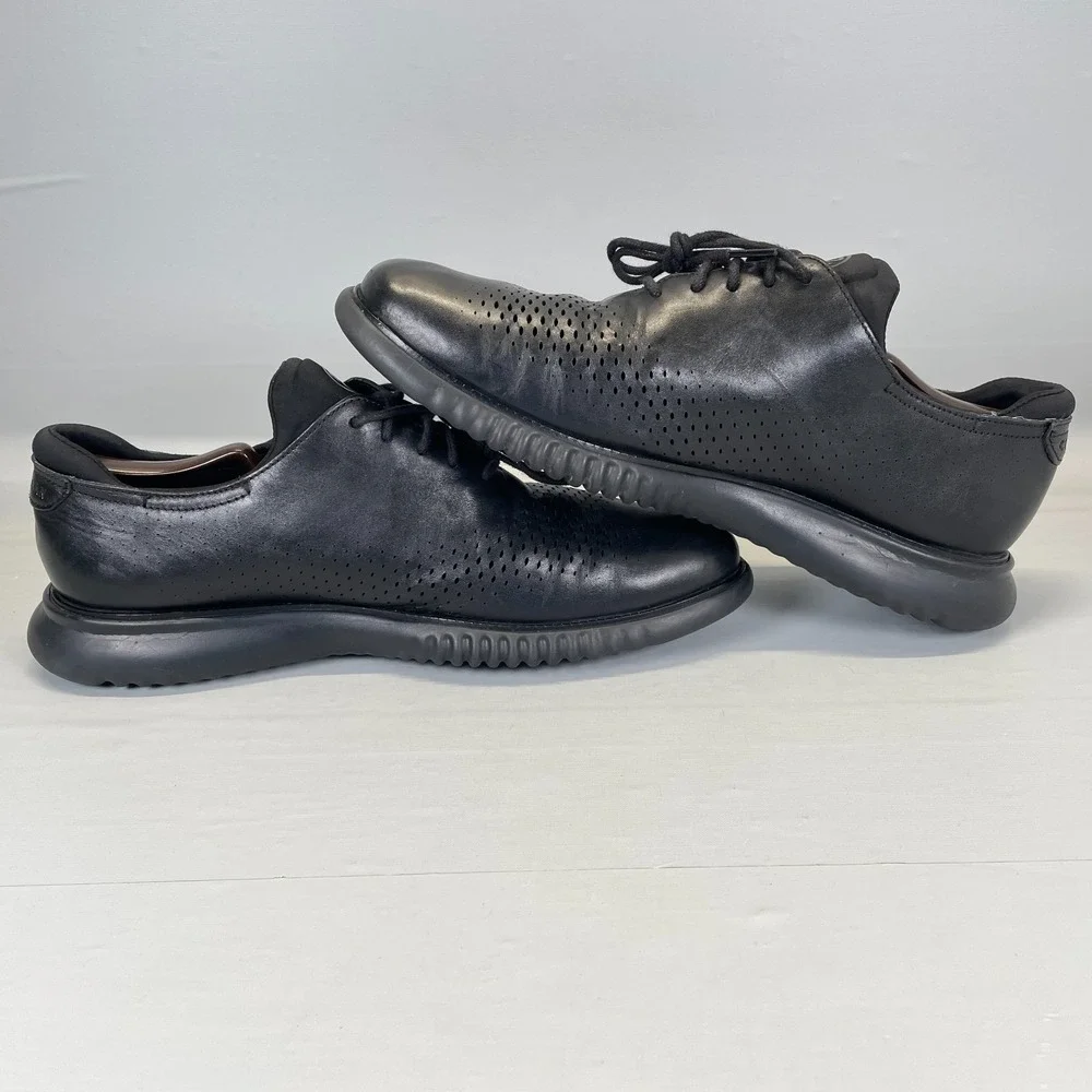 Cole Haan 2.Zerogrand Oxfords Mens Size 11.5 M Black Leather Laser Wingtip Shoes